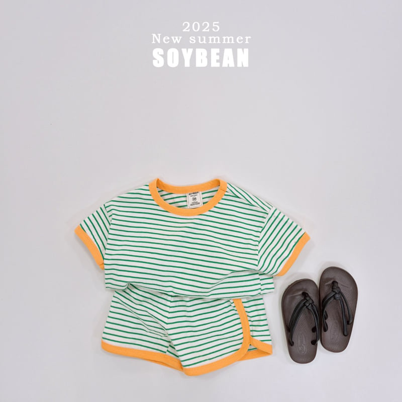 Soybean - Korean Children Fashion - #stylishchildhood - Ringer Stripe Top Bottom Set - 6