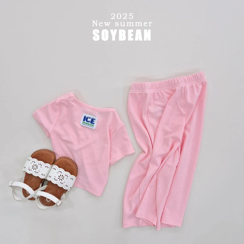 Soybean - Korean Children Fashion - #prettylittlegirls - Crop Ice Top Bottom Set - 4