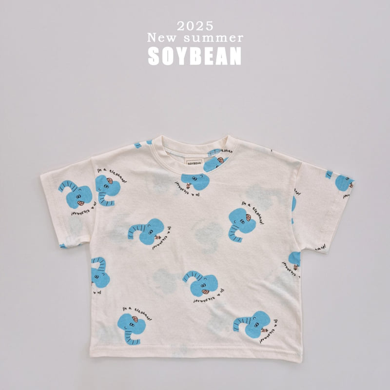 Soybean - Korean Children Fashion - #todddlerfashion - Elephant Short Sleeve Tee - 12
