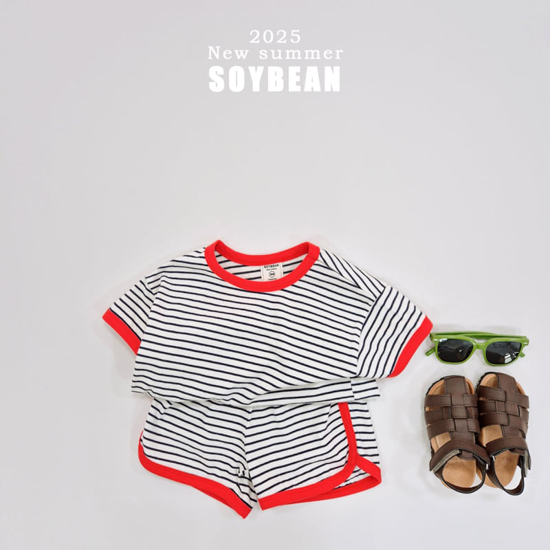 Soybean - Korean Children Fashion - #prettylittlegirls - Ringer Stripe Top Bottom Set - 4