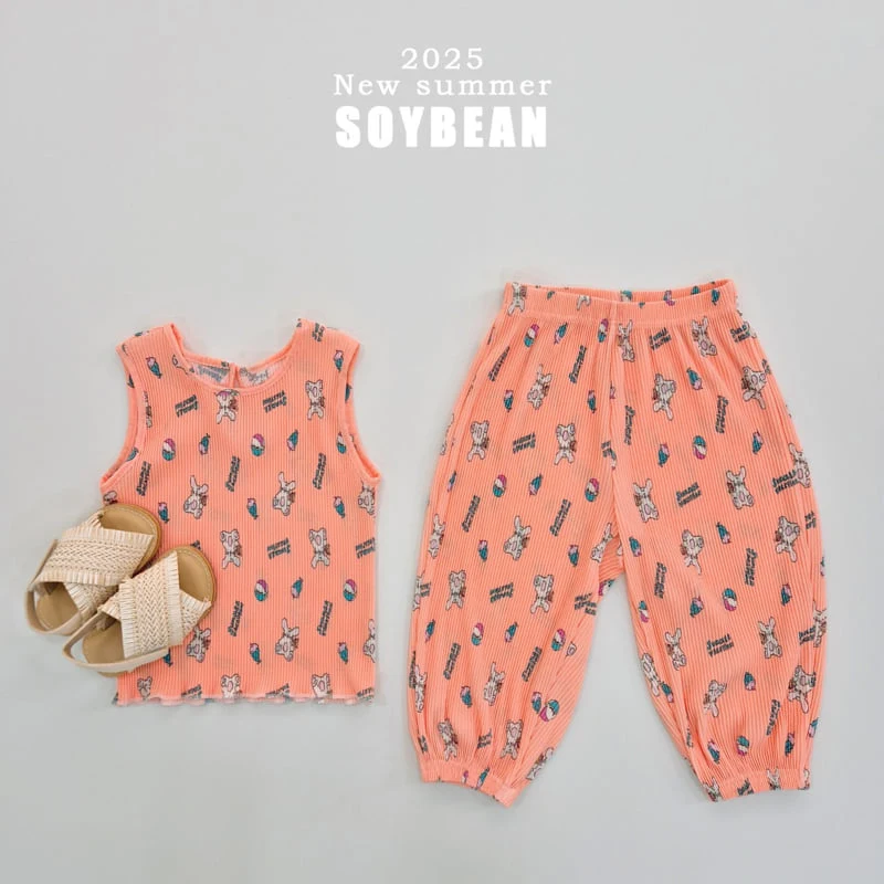 Soybean - Korean Children Fashion - #toddlerclothing - Pleated Bunny Top Bottom Set - 6