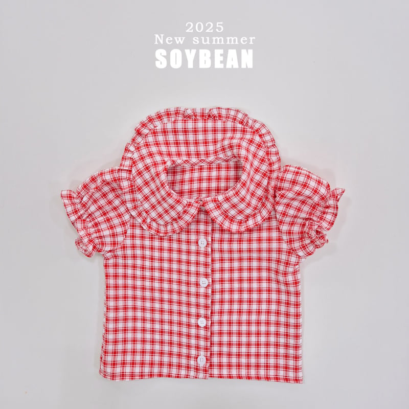 Soybean - Korean Children Fashion - #toddlerclothing - Check Frill Blouse - 12
