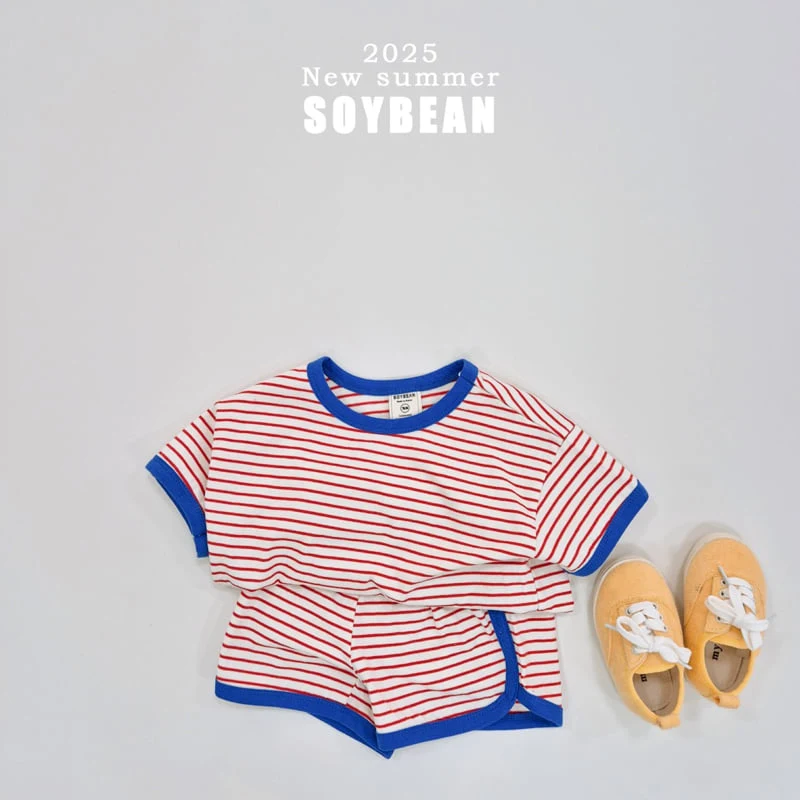 Soybean - Korean Children Fashion - #toddlerclothing - Ringer Stripe Top Bottom Set - 5