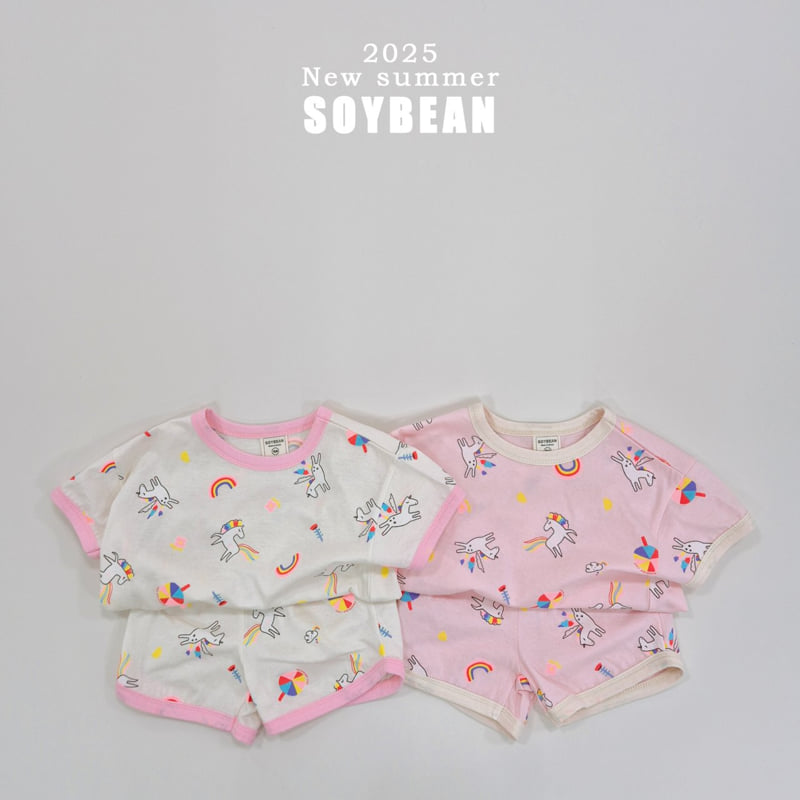 Soybean - Korean Children Fashion - #toddlerclothing - Unicorn Ringer Top Bottom Set