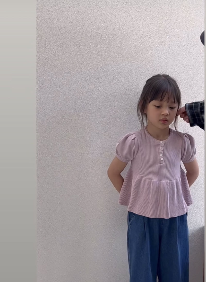 Soye - Korean Children Fashion - #toddlerclothing - Lulu Shirring Short Sleeve Knit
