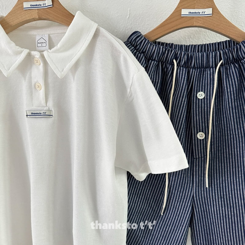 Thanksto TT - Korean Children Fashion - #kidsshorts - Button Collar Tee - 3