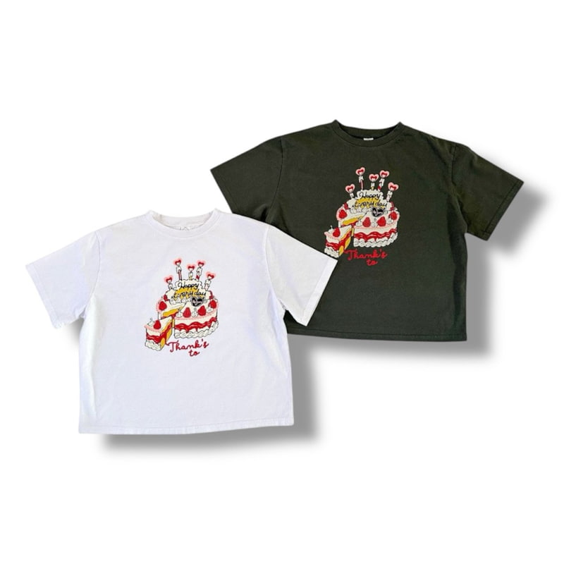 Thanksto TT - Korean Children Fashion - #kidsstore - Cake Short Sleeve Tee