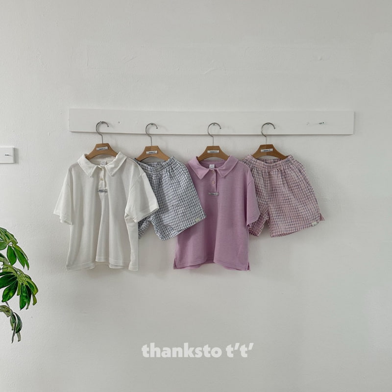Thanksto TT - Korean Children Fashion - #kidsshorts - Button Collar Tee - 4