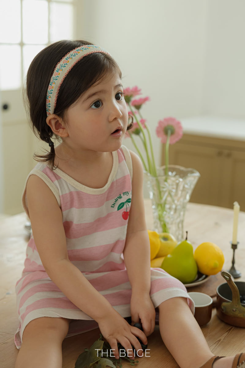 The Beige - Korean Baby Fashion - #babyboutiqueclothing - Stripe Sleeveless One-piece - 12