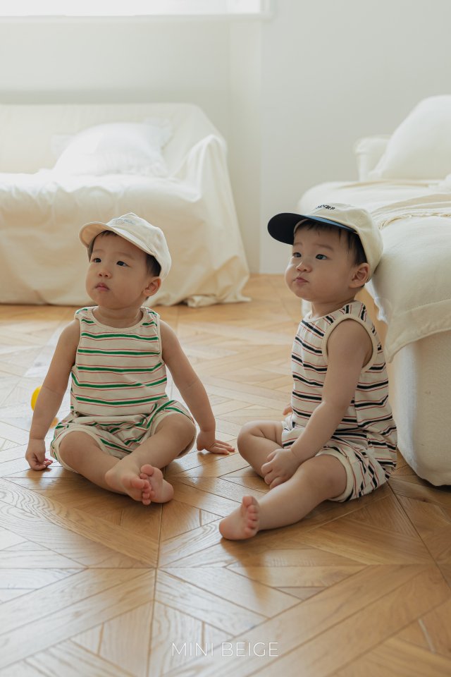 The Beige - Korean Baby Fashion - #babyboutiqueclothing - Stripe Sleeveless Set - 2