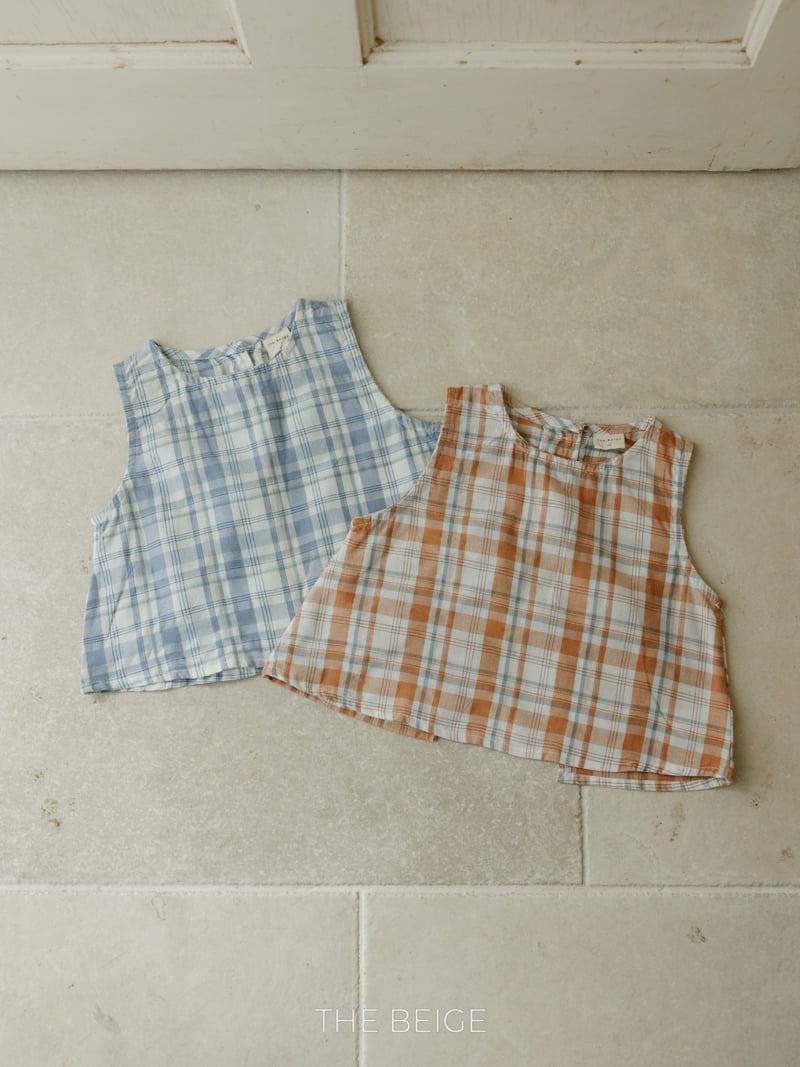 The Beige - Korean Baby Fashion - #babyclothing - Check Linen Sleeveless