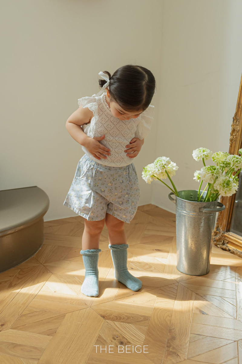 The Beige - Korean Baby Fashion - #babyclothing - Flower Print Pleated Shorts - 7