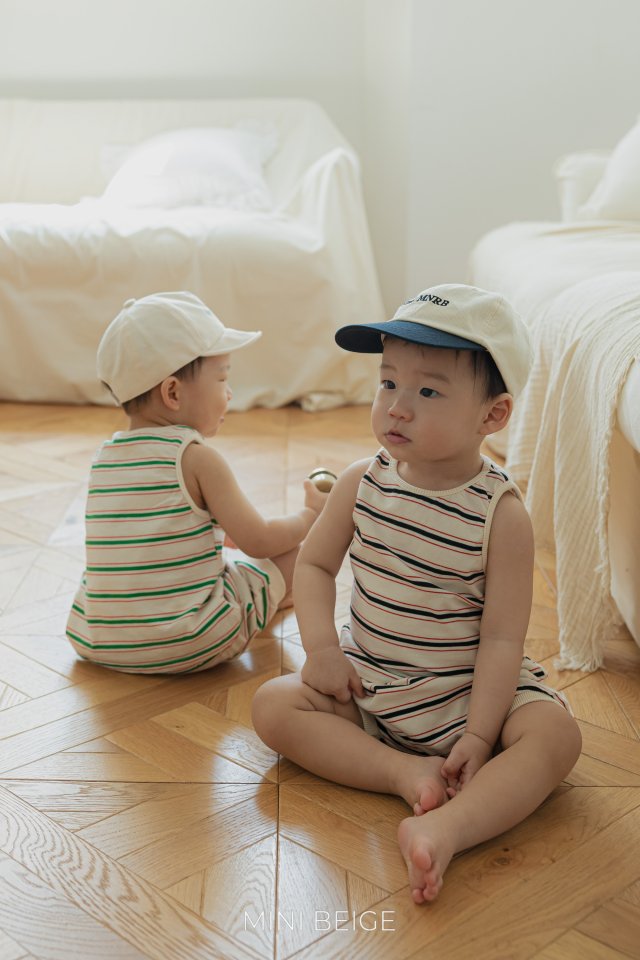 The Beige - Korean Baby Fashion - #babyclothing - Stripe Sleeveless Set - 3
