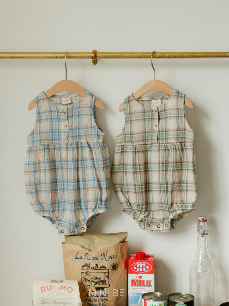 The Beige - Korean Baby Fashion - #babyfever - Check Pintuck Sleeveless Suit - 12