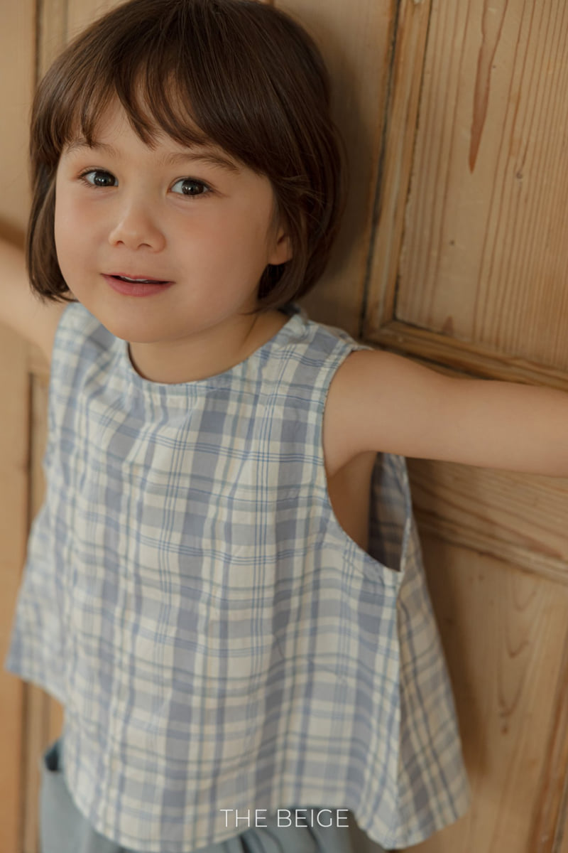The Beige - Korean Baby Fashion - #babyfever - Check Linen Sleeveless - 4