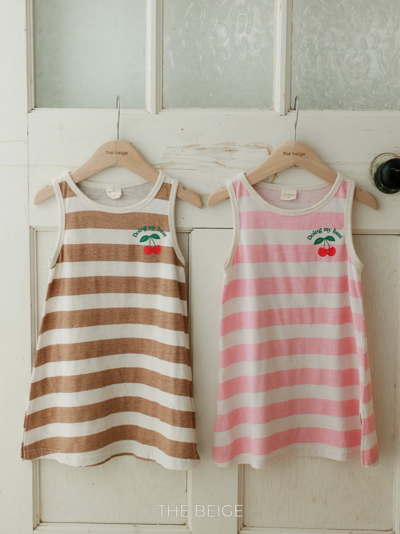 The Beige - Korean Baby Fashion - #babygirlfashion - Stripe Sleeveless One-piece