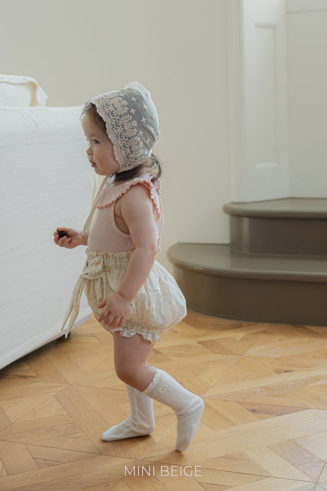 The Beige - Korean Baby Fashion - #babygirlfashion - Frill Ribbon Wave Sleeveless - 6