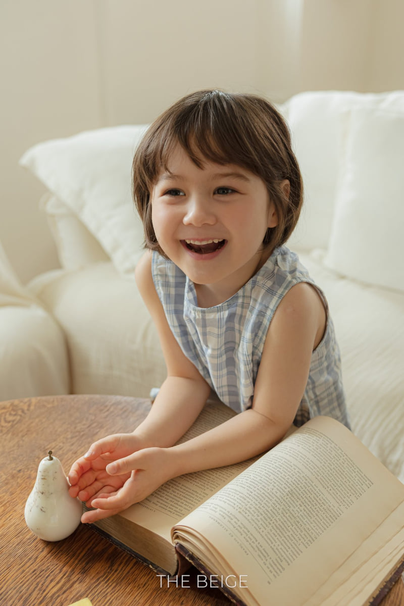 The Beige - Korean Baby Fashion - #babylifestyle - Check Linen Sleeveless - 5