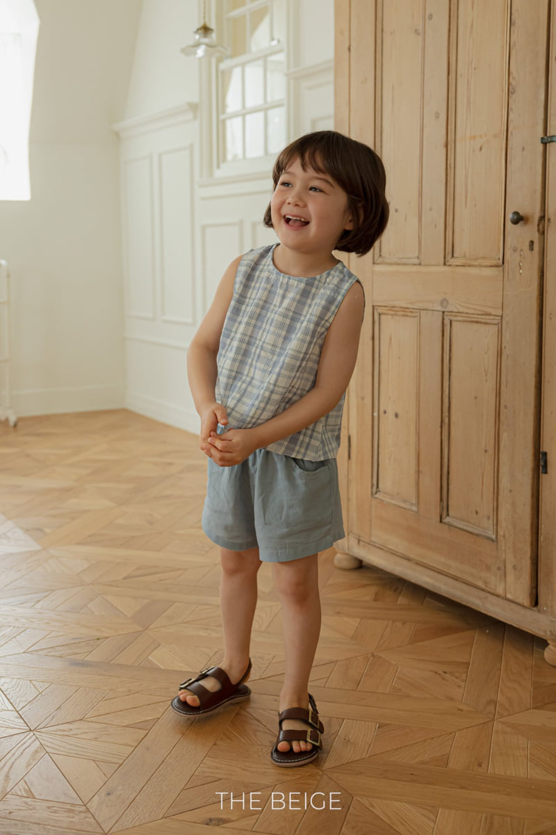 The Beige - Korean Baby Fashion - #babyootd - Check Linen Sleeveless - 7