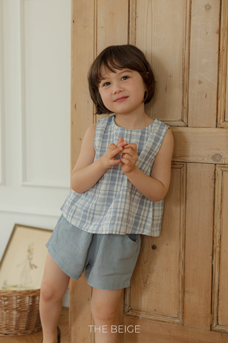 The Beige - Korean Baby Fashion - #babyoutfit - Check Linen Sleeveless - 9