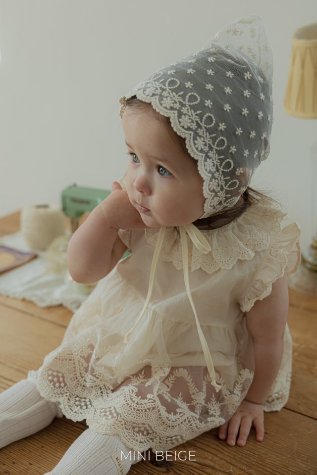 The Beige - Korean Baby Fashion - #babyoutfit - Lace Bonnet - 3