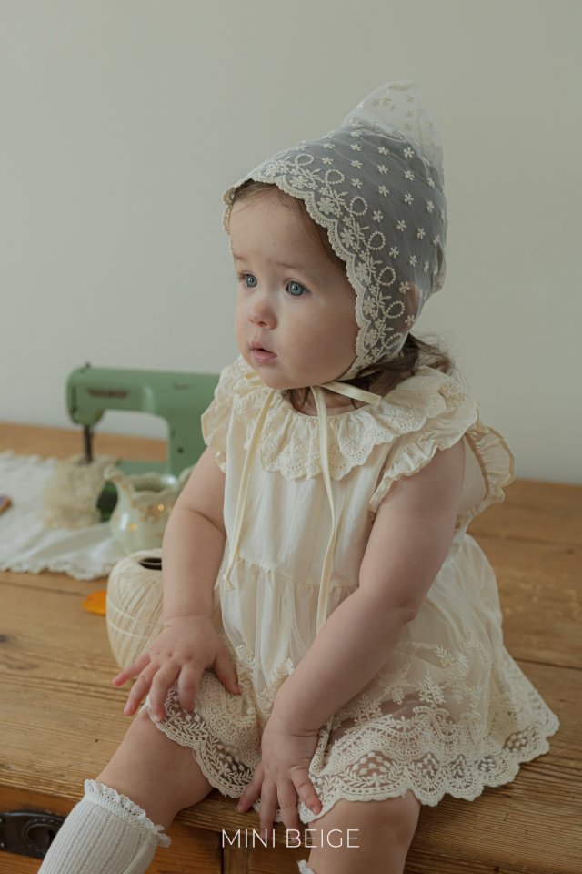 The Beige - Korean Baby Fashion - #babyoutfit - Lace Bonnet - 4