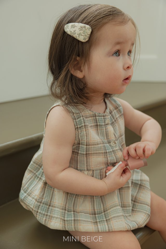 The Beige - Korean Baby Fashion - #babyoutfit - Check Pintuck Sleeveless Suit - 3