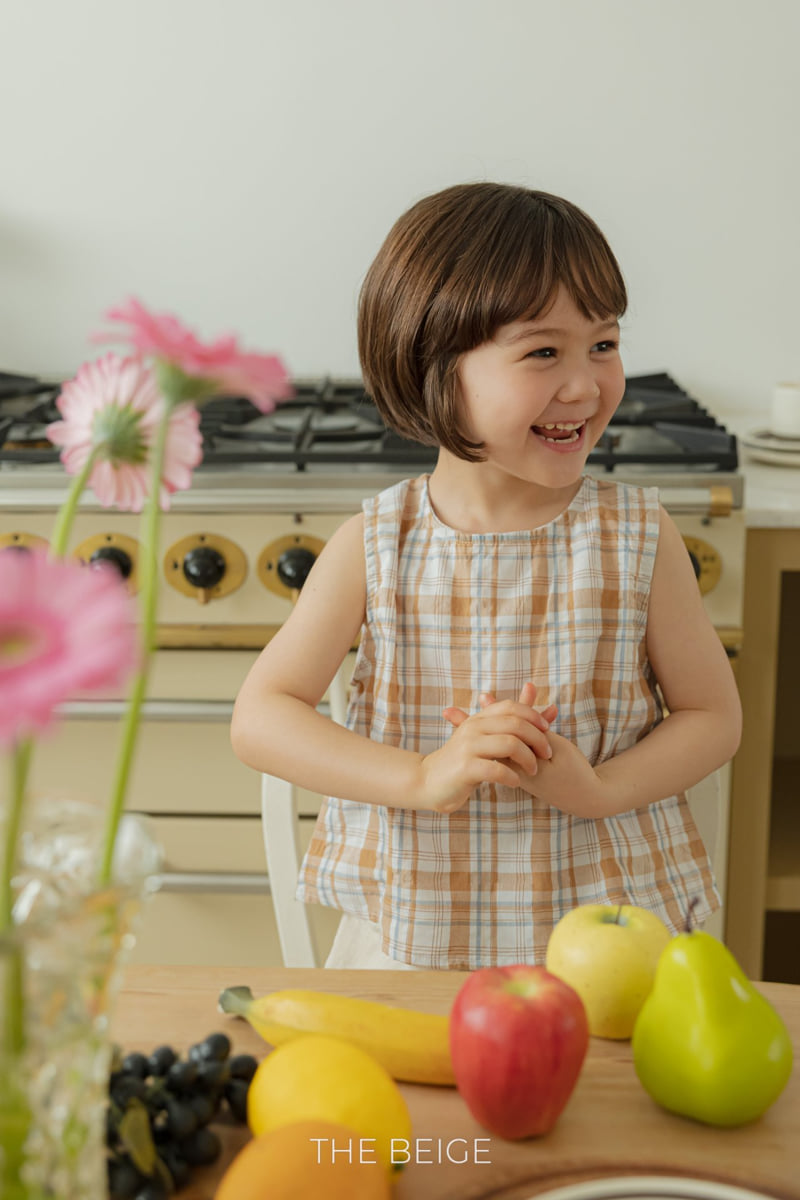 The Beige - Korean Baby Fashion - #onlinebabyboutique - Check Linen Sleeveless - 11