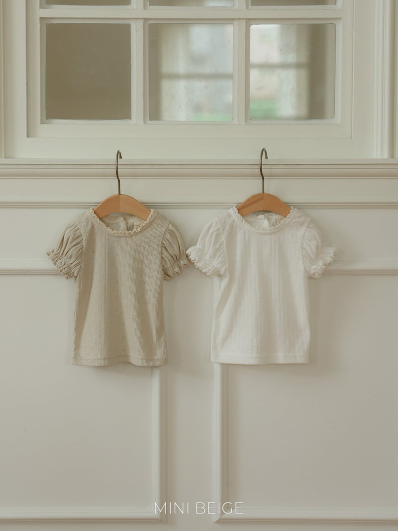 The Beige - Korean Baby Fashion - #onlinebabyboutique - Eyelet Puff Sleeve Tee - 12
