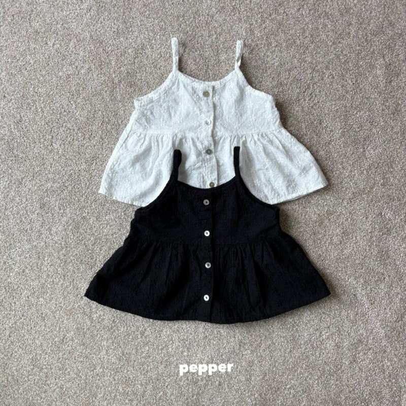 The Pepper - Korean Children Fashion - #littlefashionista - Flower Embroidery Sleeveless Blouse