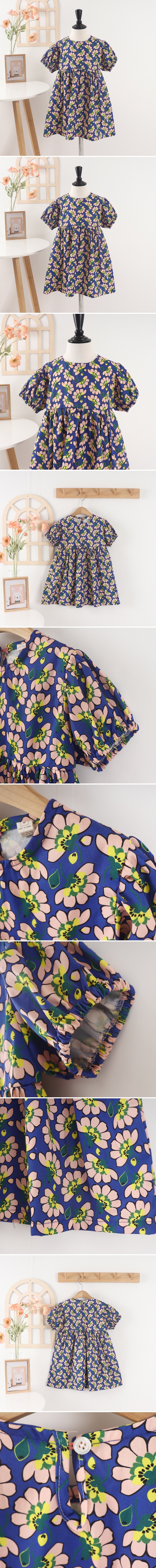 Tony - Korean Children Fashion - #kidsshorts - Cobalt Flower Dress