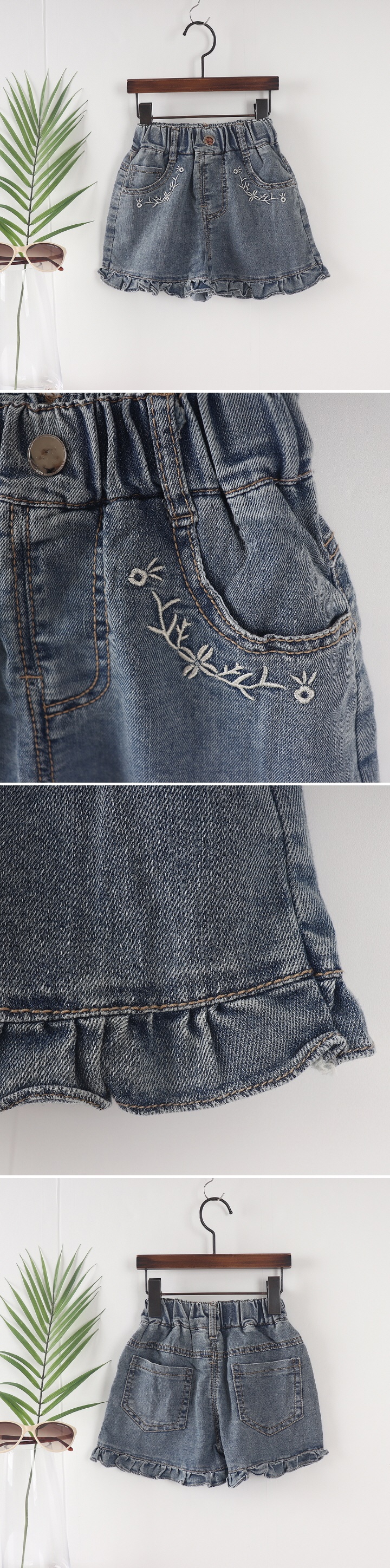 Tony - Korean Children Fashion - #kidsstore - Frill Embroidery Jeans