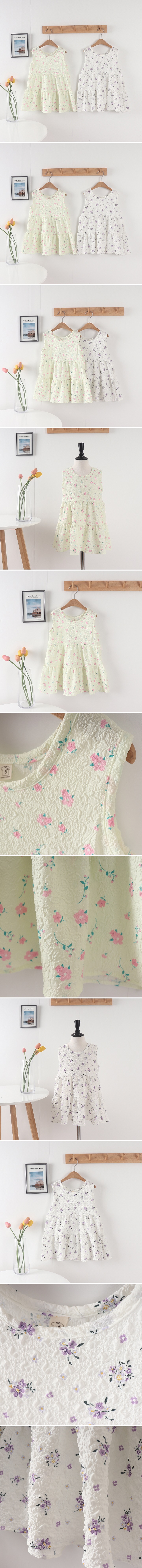Tony - Korean Children Fashion - #kidzfashiontrend - Tiny Flower Jijimi Dress