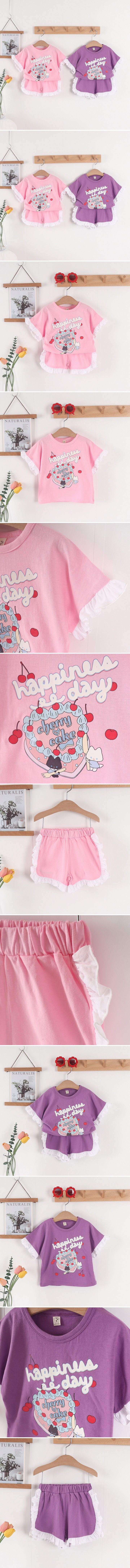 Tony - Korean Children Fashion - #littlefashionista - Cherry Cake Top Bottom Set