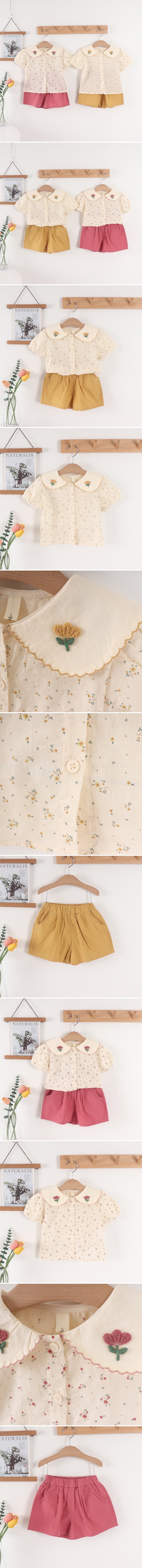 Tony - Korean Children Fashion - #magicofchildhood - Flower Pants Top Bottom Set