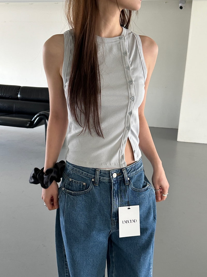 Unbound - Korean Women Fashion - #momslook - Unbalance Rib Sleeveless Tee - 3