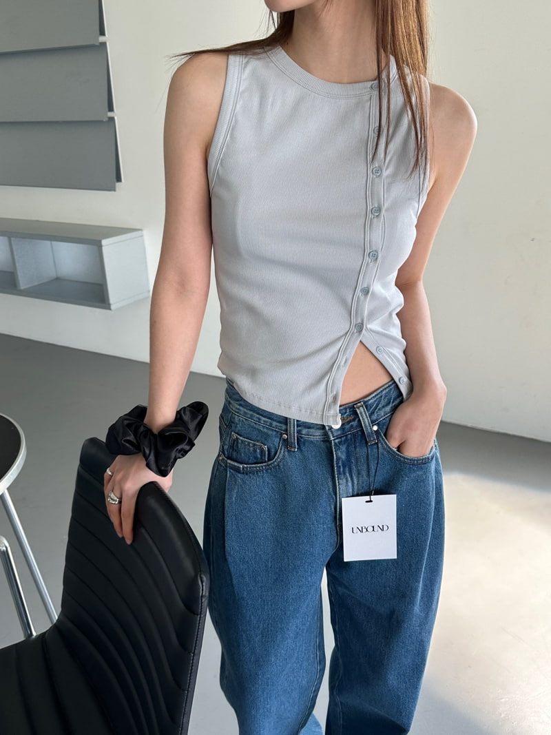 Unbound - Korean Women Fashion - #momslook - Unbalance Rib Sleeveless Tee - 5
