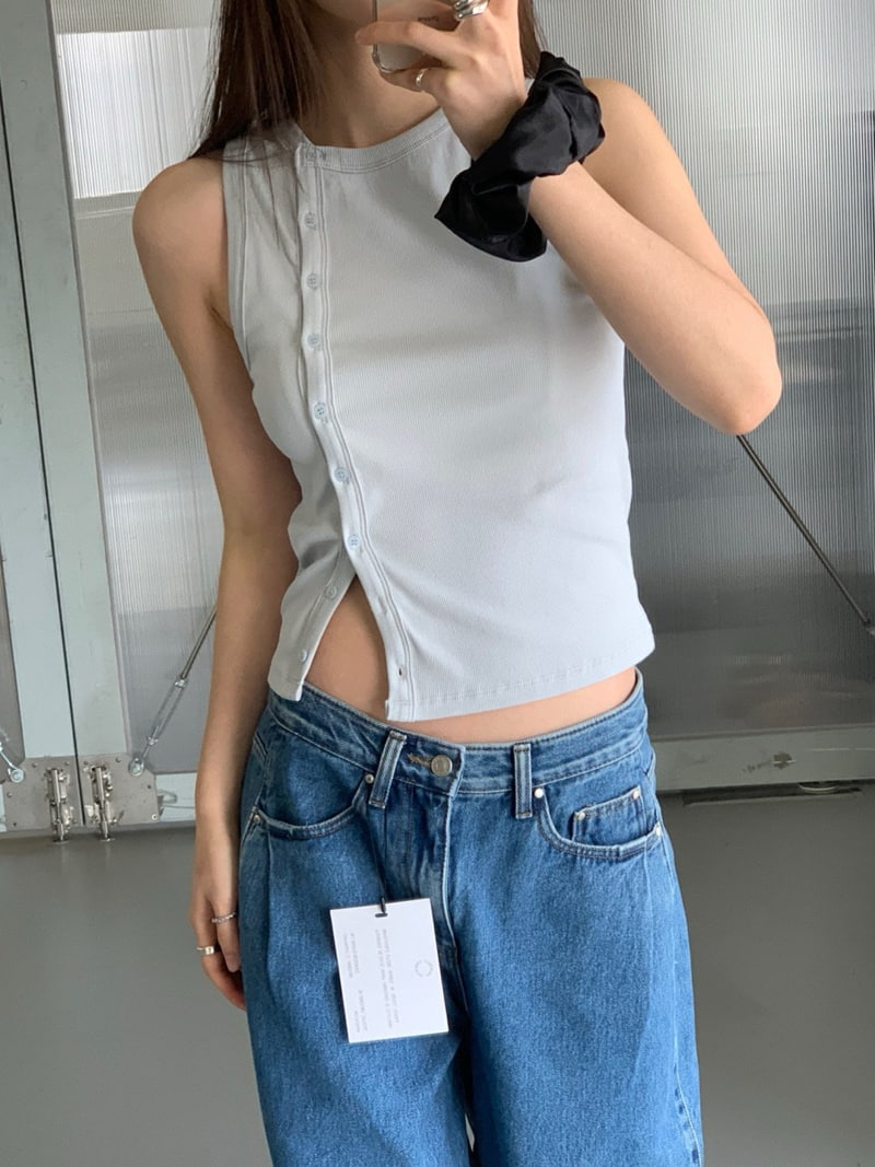 Unbound - Korean Women Fashion - #momslook - Unbalance Rib Sleeveless Tee - 7