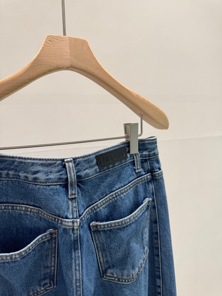 Unbound - Korean Women Fashion - #thatsdarling - Pintuck Slit Denim Pants - 5