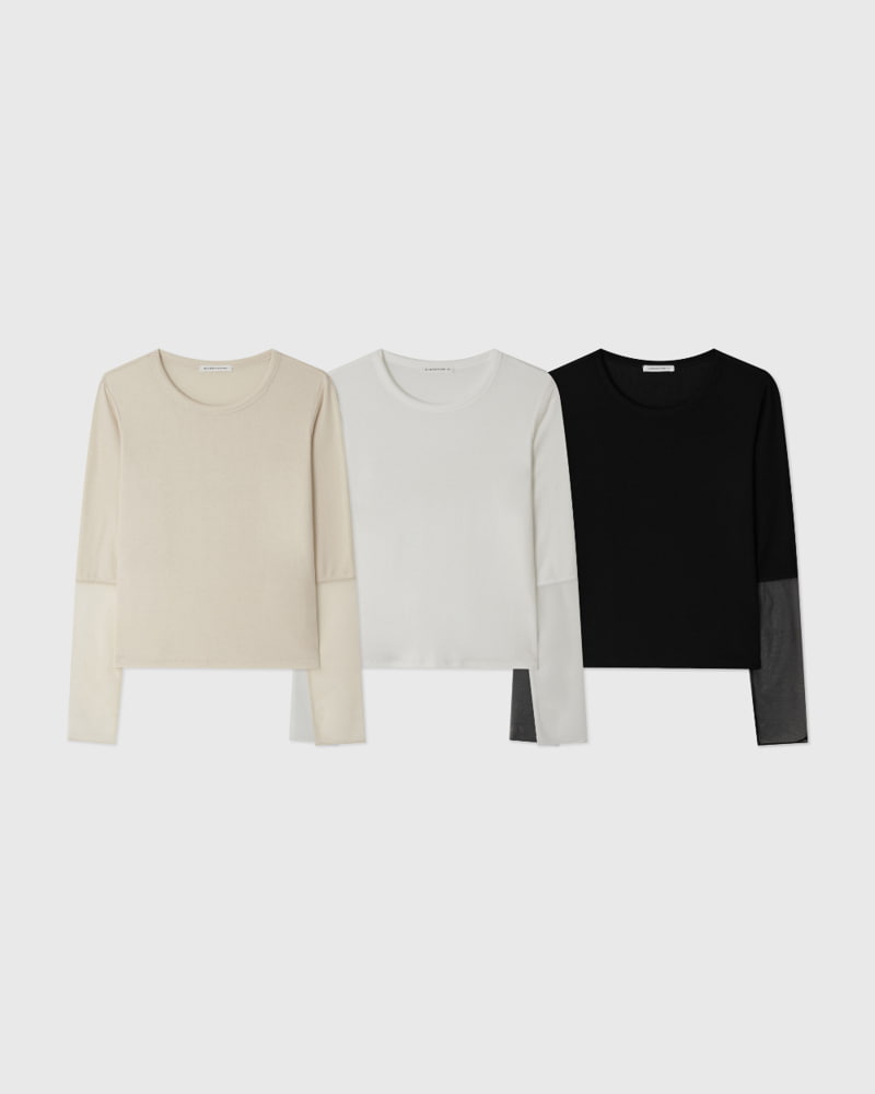 Understanding - Korean Women Fashion - #momslook - Mesh Sleeved Tee