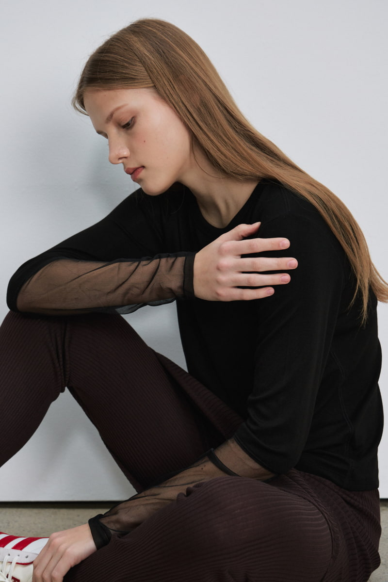 Understanding - Korean Women Fashion - #momslook - Mesh Sleeved Tee - 5