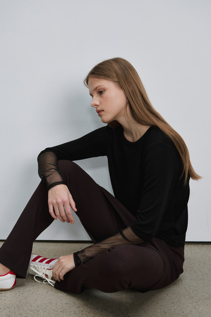 Understanding - Korean Women Fashion - #momslook - Mesh Sleeved Tee - 4
