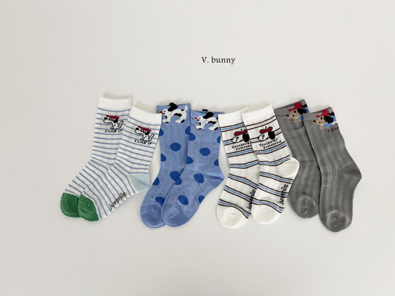 V Bunny - Korean Children Fashion - #Kfashion4kids - Blue Dot Socks Set - 9