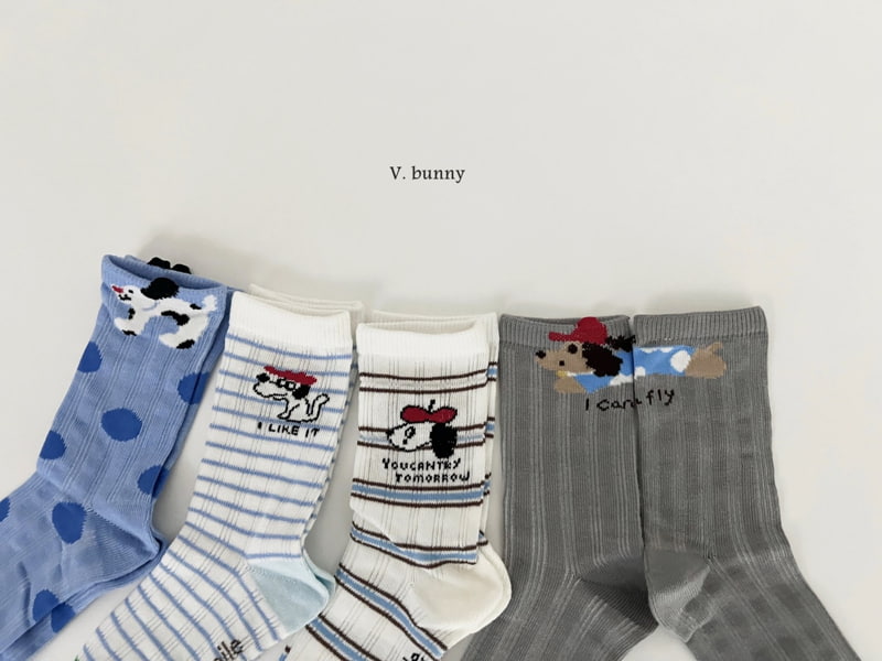 V Bunny - Korean Children Fashion - #childrensboutique - Blue Dot Socks Set - 2