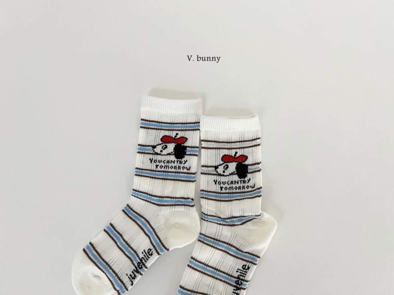 V Bunny - Korean Children Fashion - #designkidswear - Blue Dot Socks Set - 3