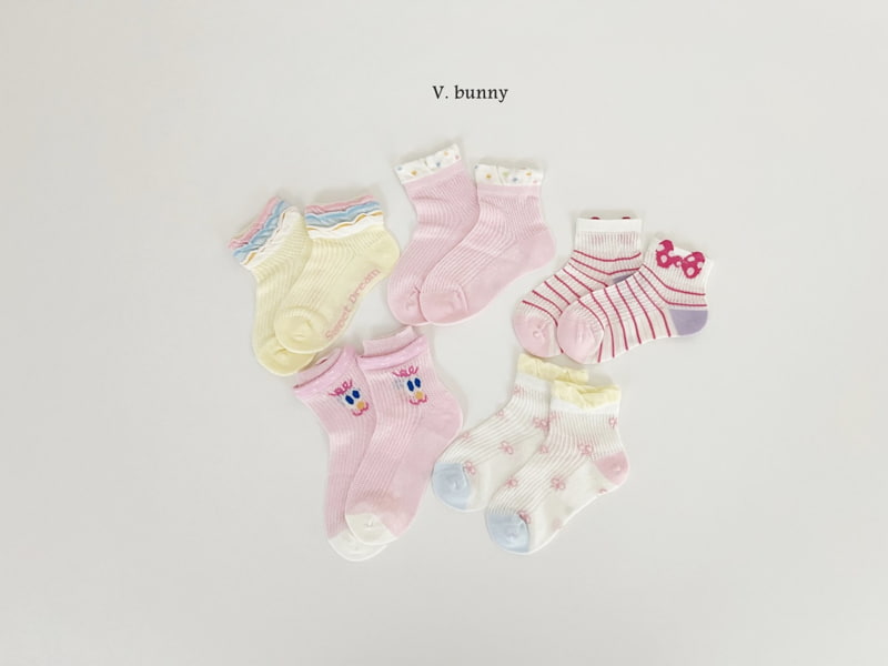 V Bunny - Korean Children Fashion - #discoveringself - Dot Ribbon Socks Set - 11