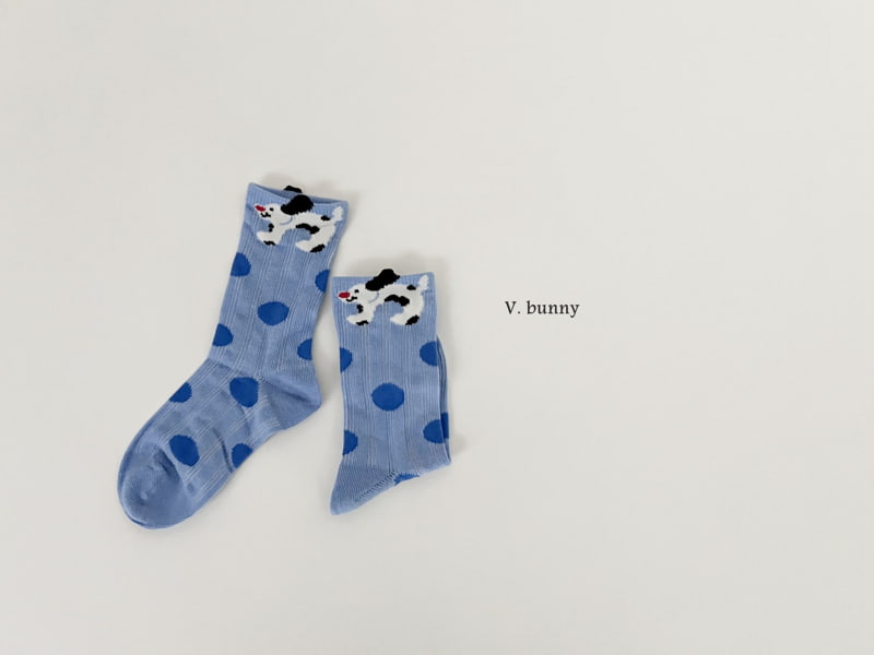 V Bunny - Korean Children Fashion - #fashionkids - Blue Dot Socks Set - 5
