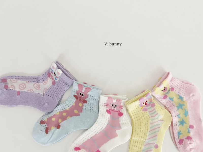 V Bunny - Korean Children Fashion - #kidsstore - Patterns Socks Set - 9