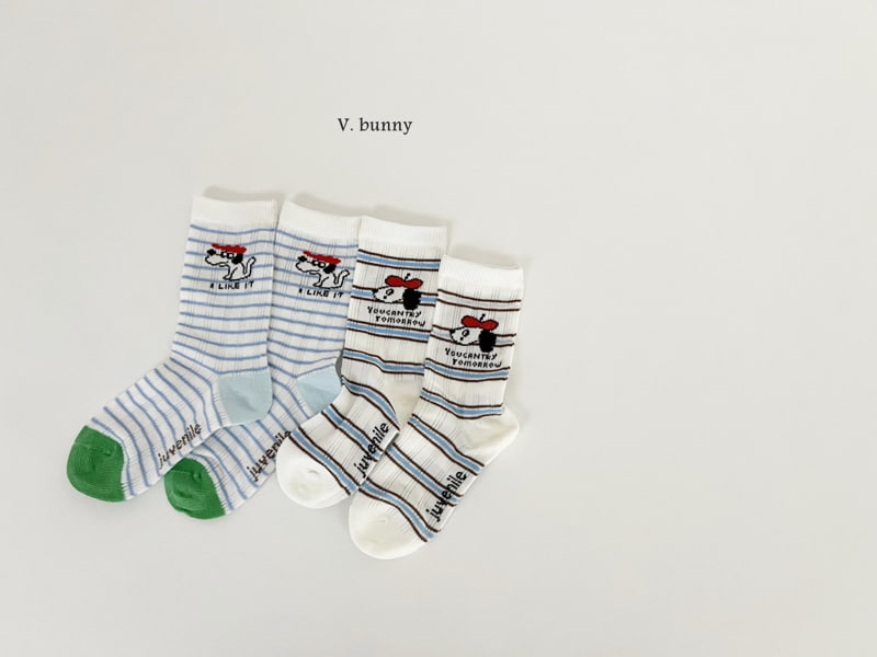 V Bunny - Korean Children Fashion - #kidsstore - Blue Dot Socks Set - 7