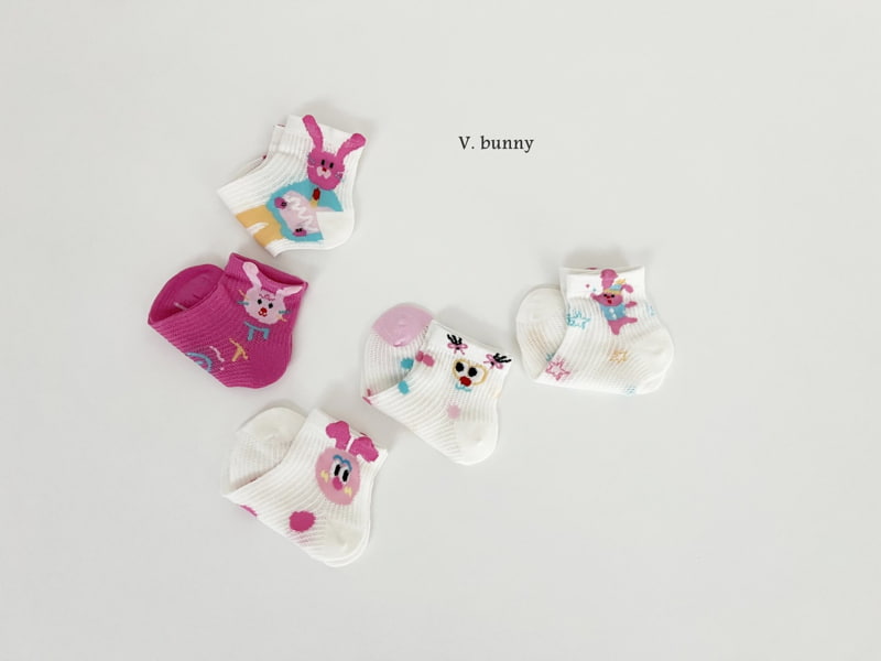 V Bunny - Korean Children Fashion - #kidsstore - Pink Friend Socks Set - 3